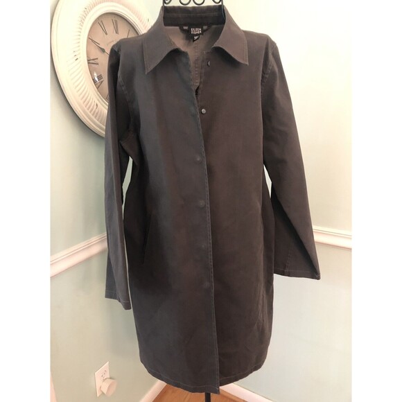 EILEEN FISHER SMALL S Brown Snap Front Lightweight Jacket - Picture 1 of 7